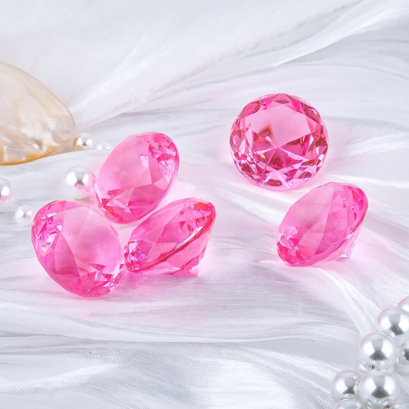 Niceup 26PCS Pink Acrylic Diamond Big Gemstones 1.5in Princess Pirate Mermaid Swimming Pool Party Favors Fake Gems Jewels Treasure Hunt Hiding Sensory Bin Filler Toys Craft Supplies - Image 2